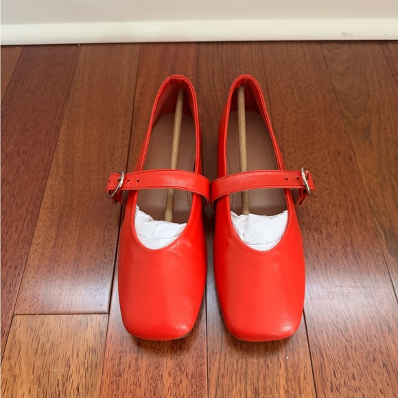 NEW IN BOX ASOS red leather ballet flats - Picture 4 of 8